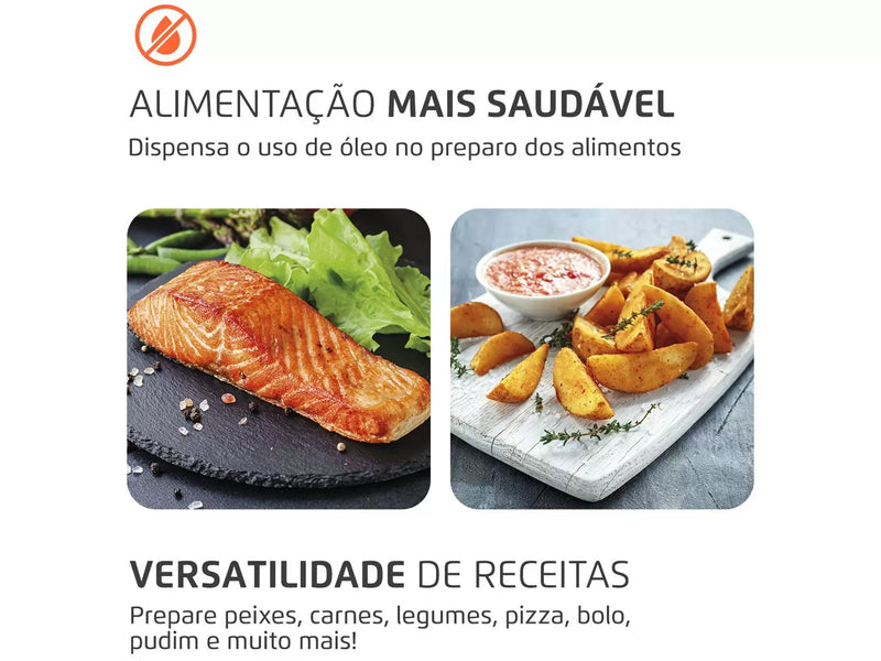 Fritadeira Elétrica Sem Óleo Air Fryer Oven 2 em 1 Mondial AFON-12L-BI 12L Digital – Preta/Inox