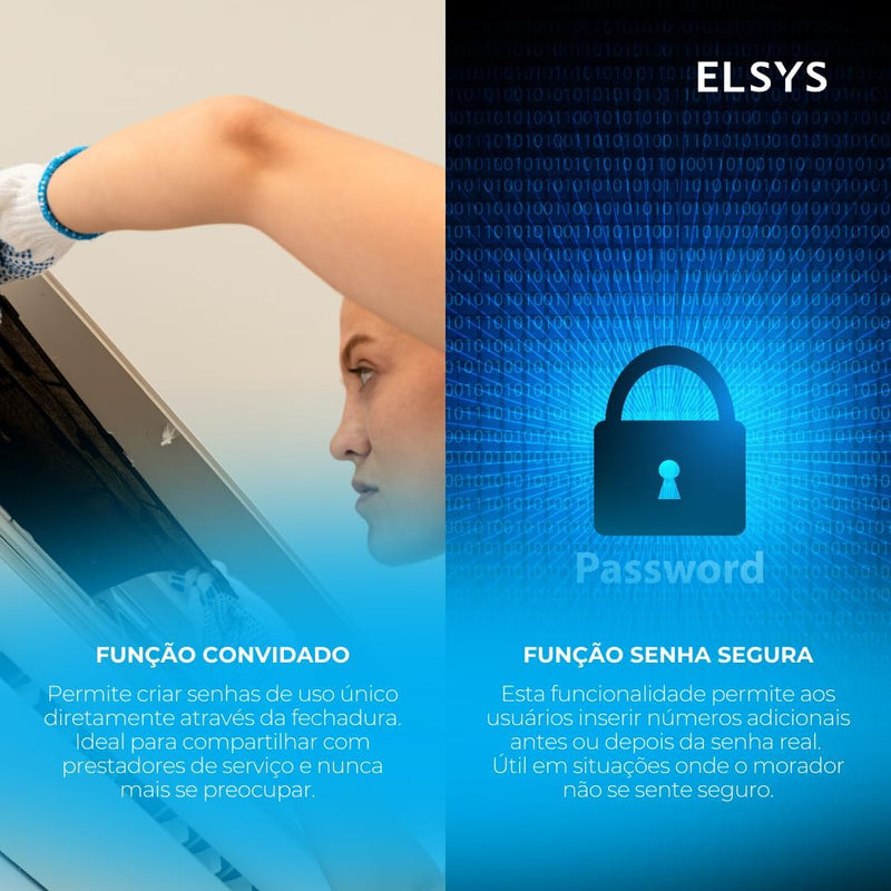Fechadura Digital de Embutir Wi-Fi com Biometria, Elsys, ESF-DE4000B, Preta - Abertura via Biometria, Senha Numérica e Aplicativo