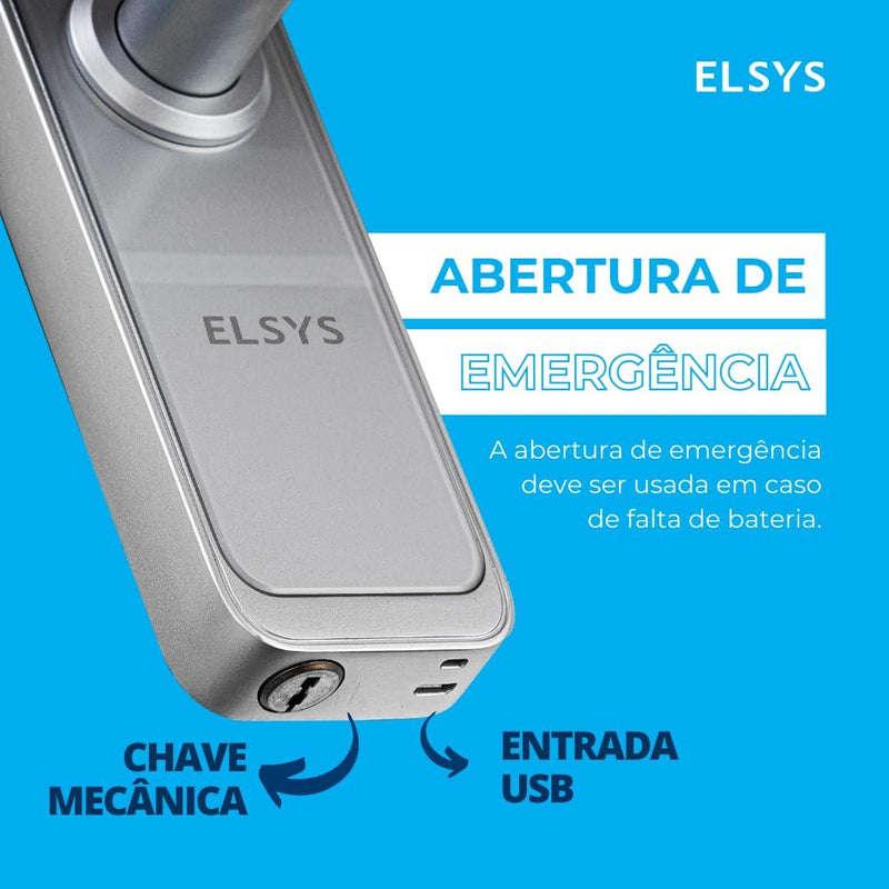 Fechadura Digital de Embutir Wi-Fi com Biometria, Elsys, ESF-DE4000B, Preta - Abertura via Biometria, Senha Numérica e Aplicativo
