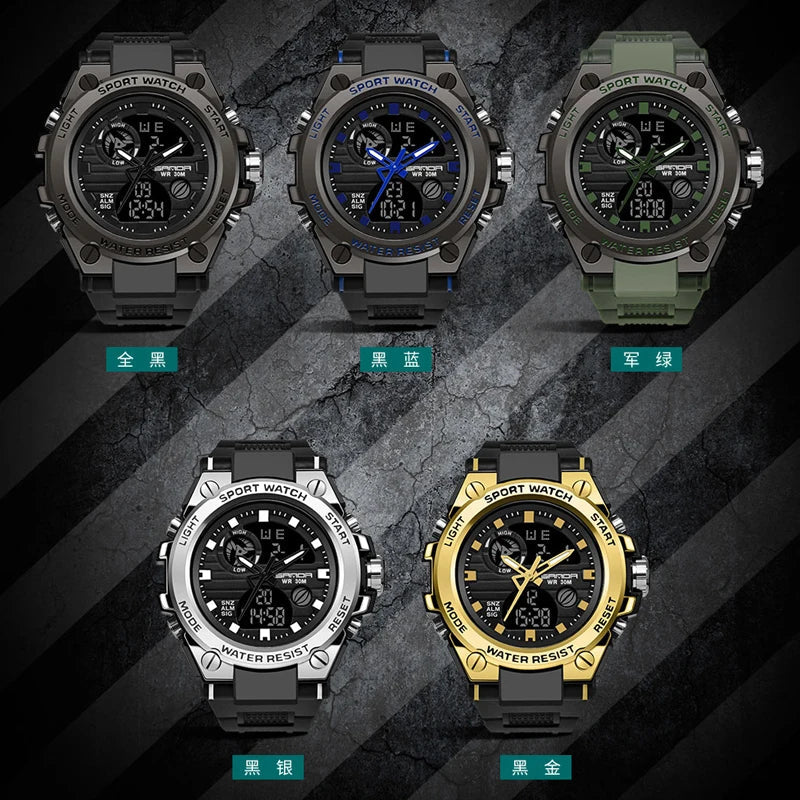 Relógio esportivo digital masculino estilo militar, à prova d`agua