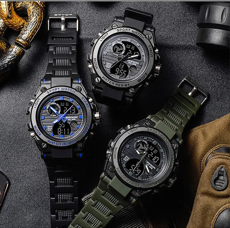 Relógio esportivo digital masculino estilo militar, à prova d`agua