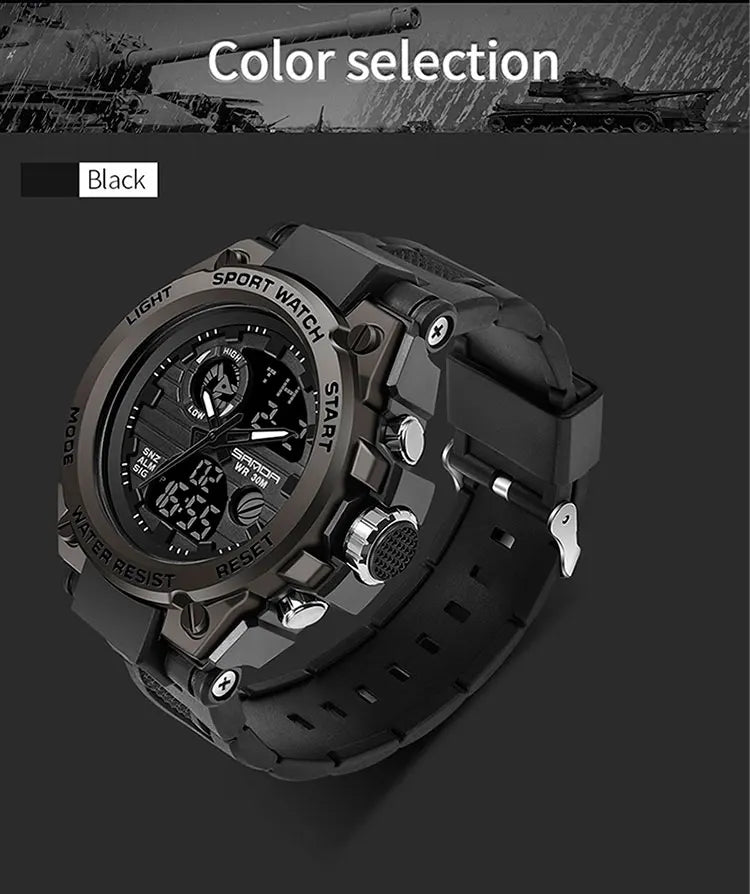 Relógio esportivo digital masculino estilo militar, à prova d`agua