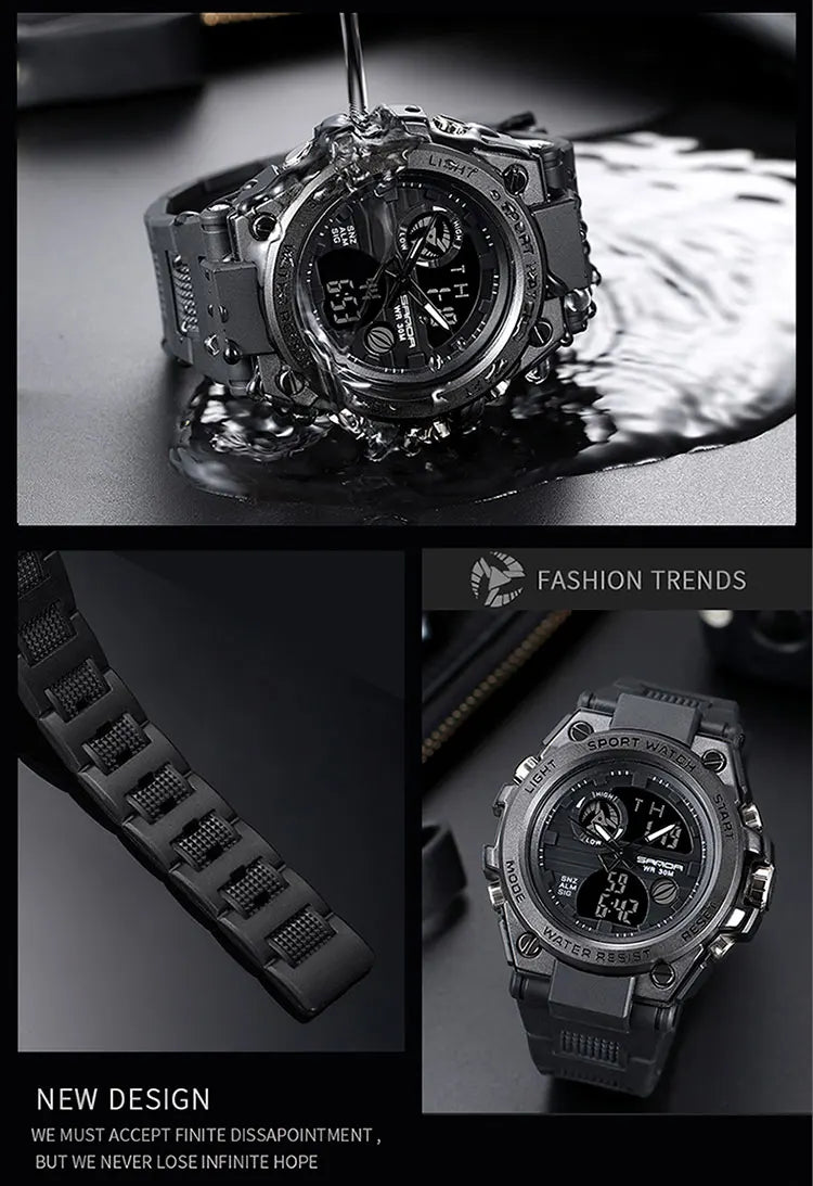 Relógio esportivo digital masculino estilo militar, à prova d`agua