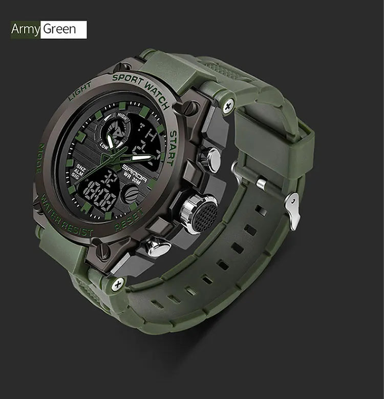 Relógio esportivo digital masculino estilo militar, à prova d`agua