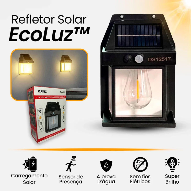Ecoluz™ | Refletor Solar Retro com detector de movimento