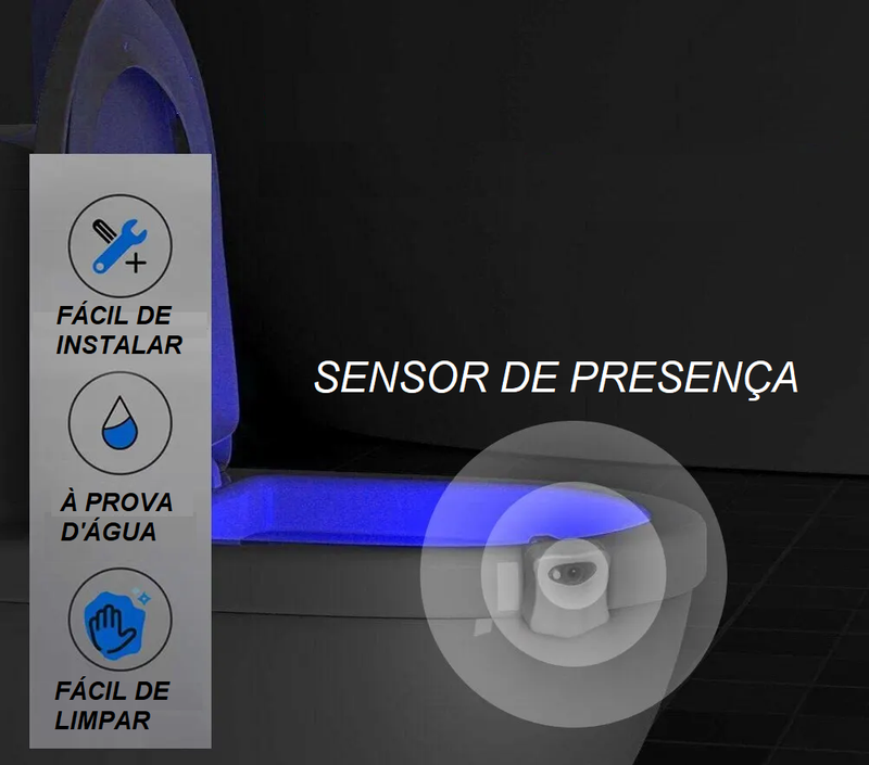 Luminária Noturna LED com Sensor de Movimento para Banheiro