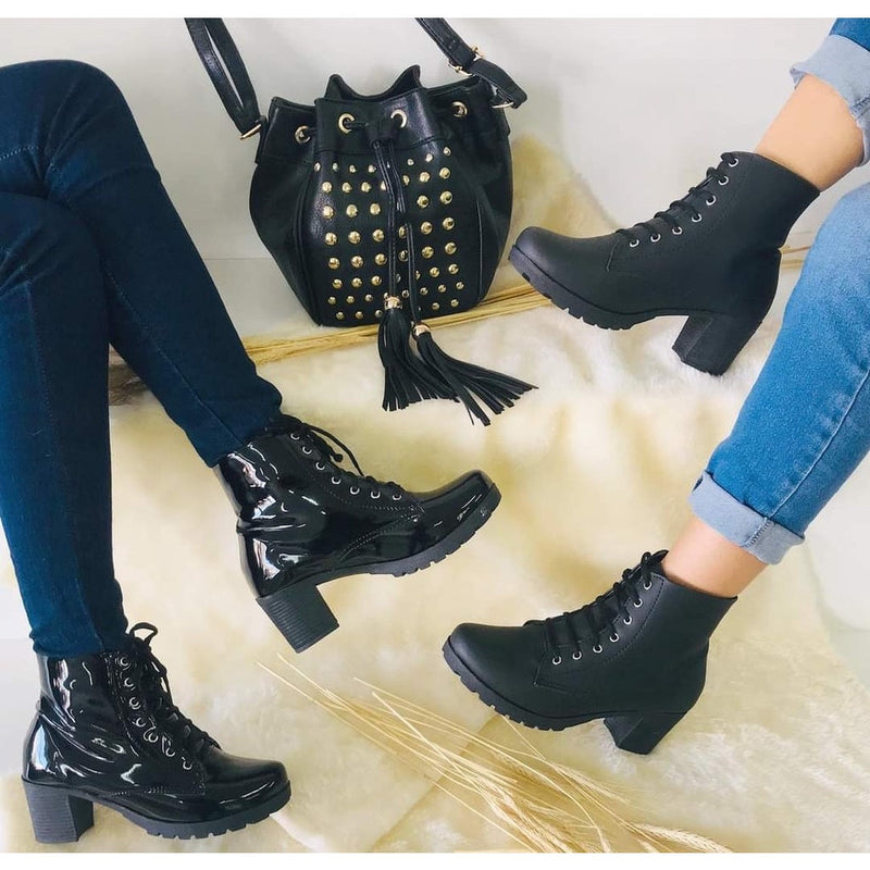 Coturno Bota Feminina Verniz Cano Curto Confort + Frete Grátis + Envio Imediato + Brinde
