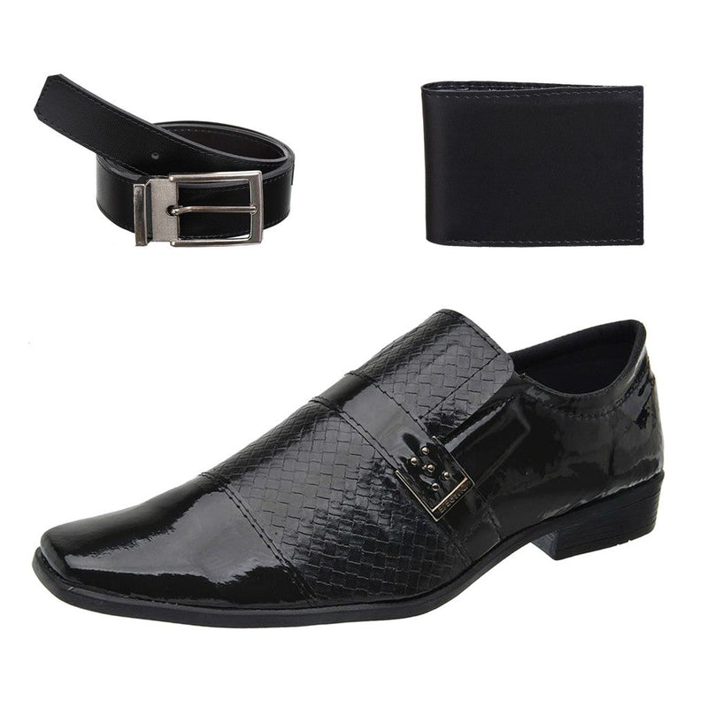 Kit Sapato Social Masculino + Cinto + Carteira Estilo e Conforto - Frete Grátis - Envio Imediato - Brinde
